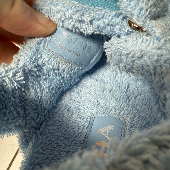 Prada Terry Cloth Triangle Logo Double Strap Slingback Sandals Blue Sz 38 / 8 - Picture 11 of 13